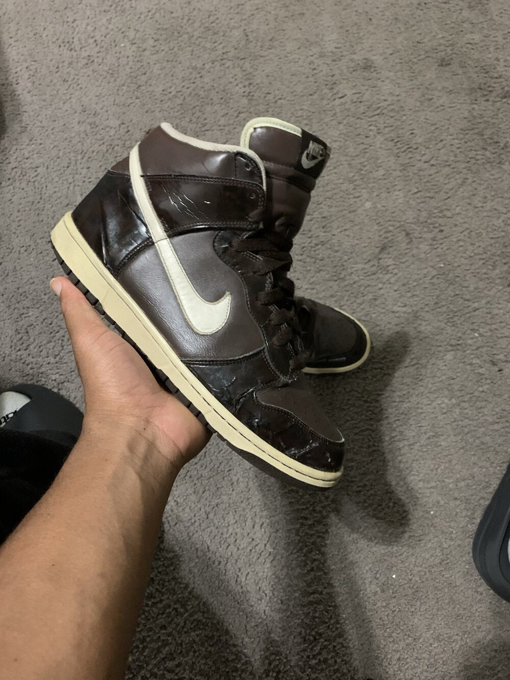 Size 10.5-2006 Nike Dunk High Premium Woodgrain Baroque 312786-223 Brown Mens